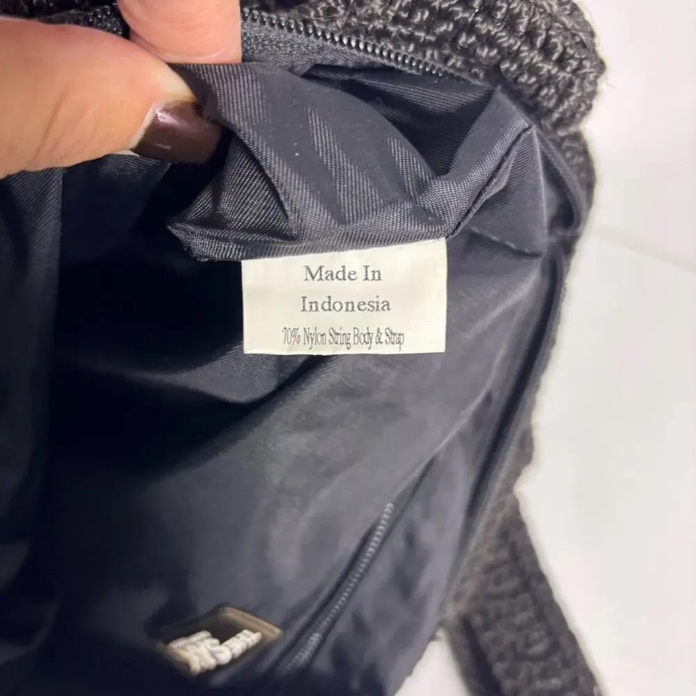 The Sak Black Crochet Knit Tote Shoulder Bag Bin10